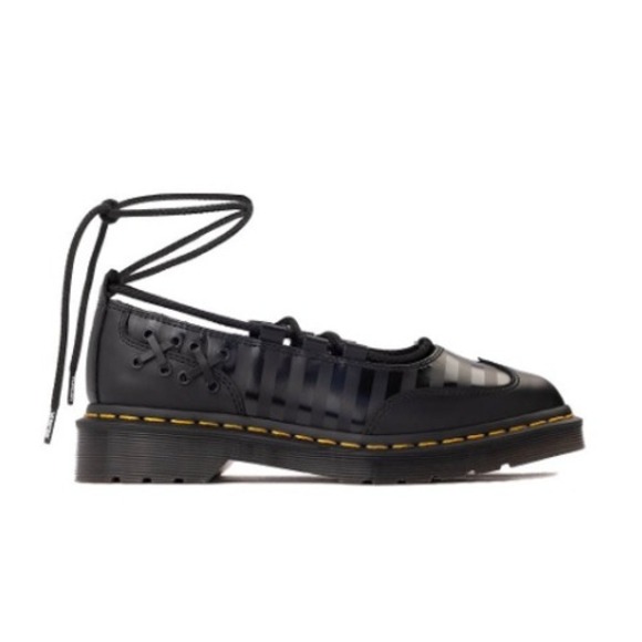 Dr. Martens Shoes - Dr. Martens x Wednesday Elphie II Mary Jane Ballet Flat Black Leather Goth NEW